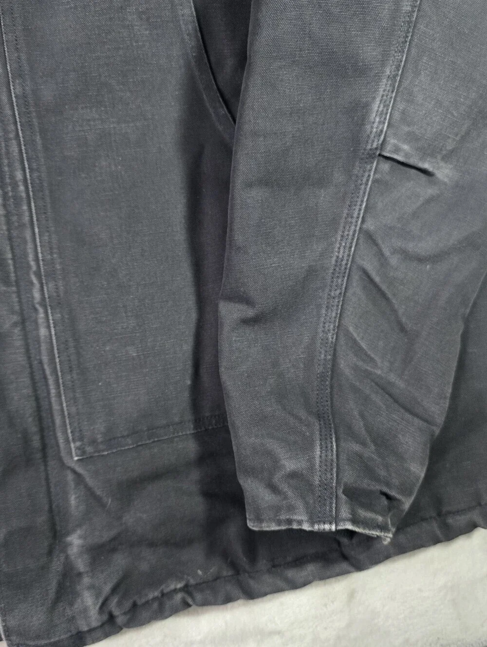 Vtg Carhartt Hooded Jacket Mens 54 Tall Black Arctic Canvas Chore Quilted C03